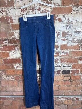 Cello Womens Small Dark Blue Pull On Flare Jeans Elastic Waist Denim Boho